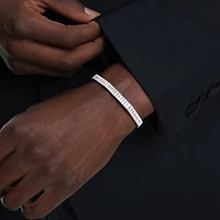 Bracelet-jonc Matrix en Métal Rhodié avec Cristaux Swarovski - 17cm. Color: blanc | Doucet Latendresse