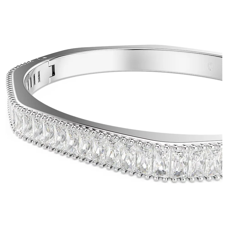 Bracelet-jonc Matrix en Métal Rhodié avec Cristaux Swarovski - 17cm. Color: blanc | Doucet Latendresse