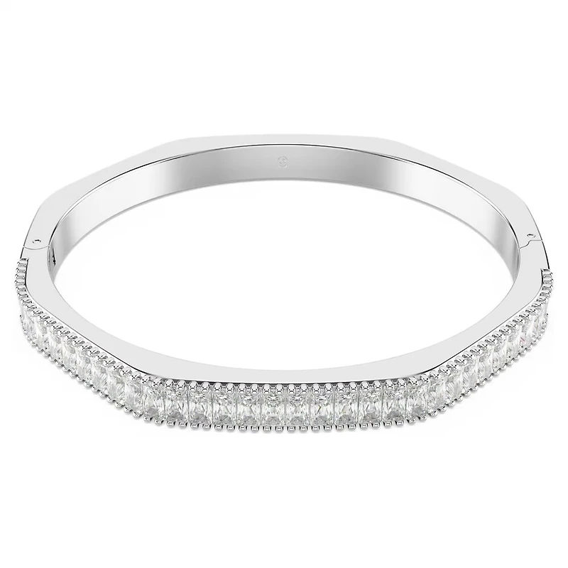 Bracelet-jonc Matrix en Métal Rhodié avec Cristaux Swarovski - 17cm. Color: blanc | Doucet Latendresse