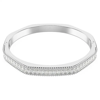 Matrix Bangle in Rhodium-Plated Metal with Swarovski Crystals - 17cm. Color: white | Doucet Latendresse