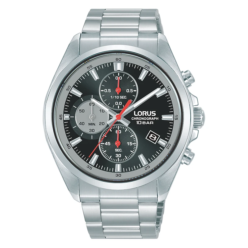 Lorus Chronograph Watch with Stainless Steel Bracelet – 42.5mm, 100M Water Resistant | Doucet Latendresse