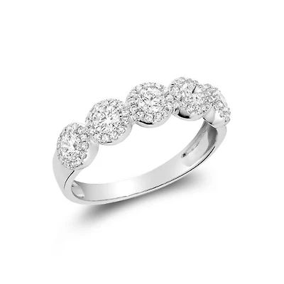 14K White Gold Multi-Halo Diamond Cocktail Ring. Color: white | Doucet Latendresse