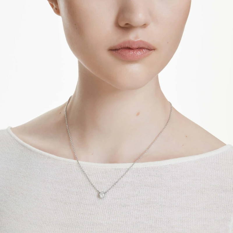 Collier Imber en Métal Rhodié avec Cristal Swarovski - 38 - 45 cm. Color: blanc | Doucet Latendresse