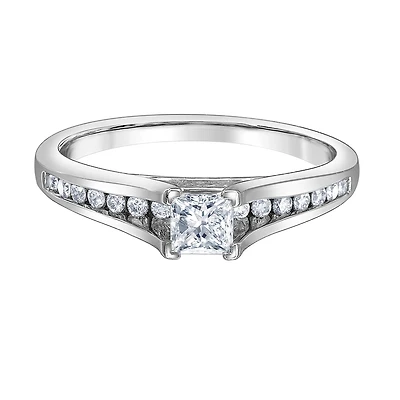 Women's Engagement Ring in White Gold  10k & Diamond. Color: white | Doucet Latendresse