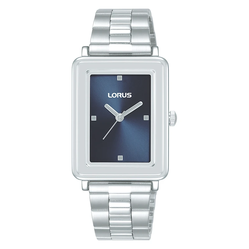 Montre Rectangulaire Lorus à Cadran Bleu en Acier Inoxydable – 45mm | Doucet Latendresse