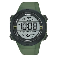 Montre Digitale Lorus avec Bracelet Vert en Silicone – Lunette Noire 46 mm | Doucet Latendresse