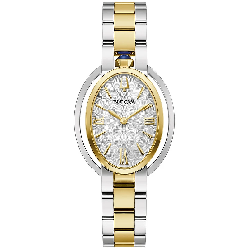 Montre Ovale Bulova en Acier Inoxydable Deux Tons – Cadran Argenté 28,8 mm | Doucet Latendresse