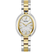 Montre Ovale Bulova en Acier Inoxydable Deux Tons – Cadran Argenté 28,8 mm | Doucet Latendresse