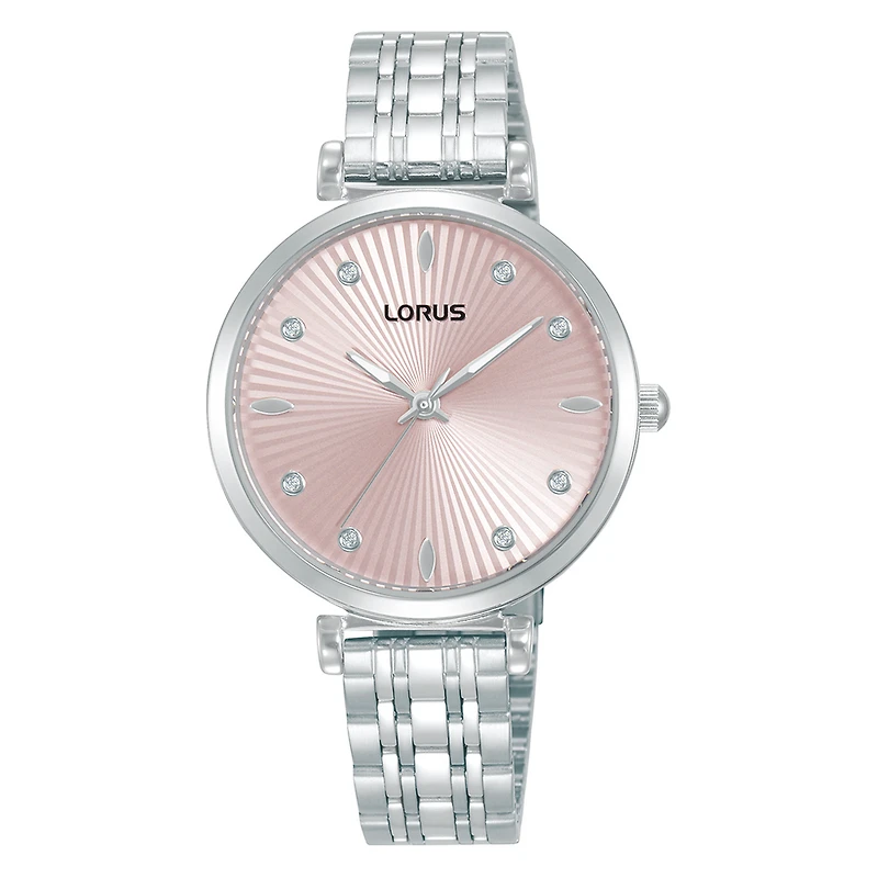 Lorus Stainless Steel Watch with Pink Sunray Dial | Doucet Latendresse
