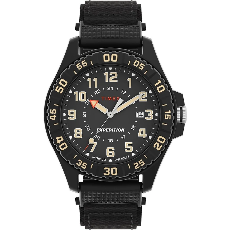 Timex Expedition Acadia Rugged Black Resin Watch – 42 mm, INDIGLO, 100 M | Doucet Latendresse