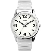 Montre Timex Easy Reader – 35mm, Cadran Blanc, Bracelet Extensible Argenté | Doucet Latendresse