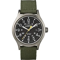 Timex Expedition Scout Watch – 40mm Black Dial, Green Fabric Strap | Doucet Latendresse