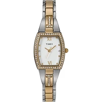 Timex Two-Tone Crystal Accent Watch – 20mm White Dial, Tonneau Case | Doucet Latendresse