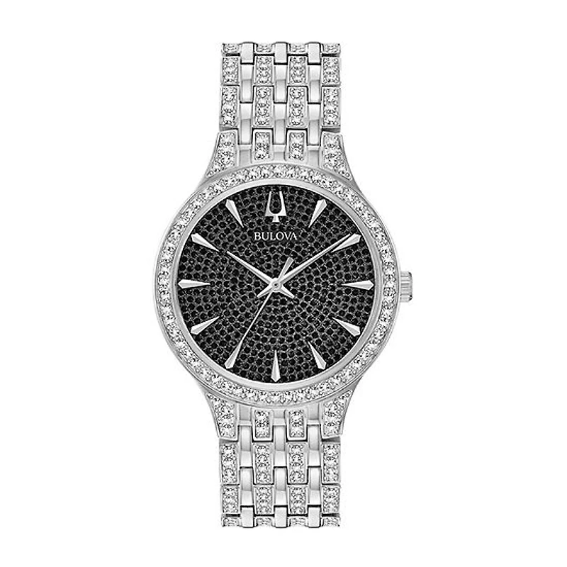 Bulova – Montre en Acier Inoxydable 40mm à Cadran Noir avec Cristaux | Doucet Latendresse