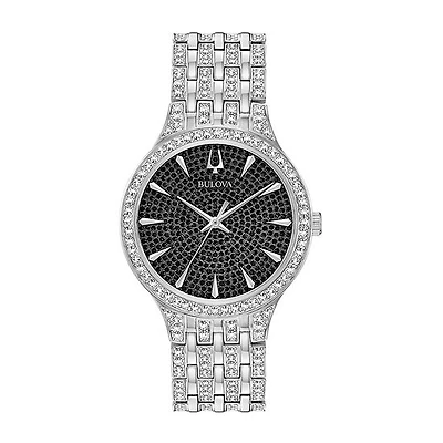 Bulova – Montre en Acier Inoxydable 40mm à Cadran Noir avec Cristaux | Doucet Latendresse