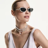 Collier Tennis Matrix en Métal Rhodié avec Perles et Cristaux Swarovski - 44cm. Color: blanc | Doucet Latendresse