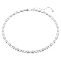 Collier Tennis Matrix en Métal Rhodié avec Perles et Cristaux Swarovski - 44cm. Color: blanc | Doucet Latendresse