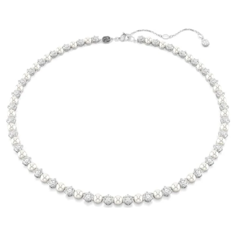 Collier Swarovski Argenté avec Perles et Cristaux – 38–45 cm. Color: blanc | Doucet Latendresse