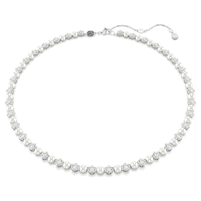 Swarovski Silver Tone Pearl and Crystal Necklace – 38–45cm. Color: white | Doucet Latendresse