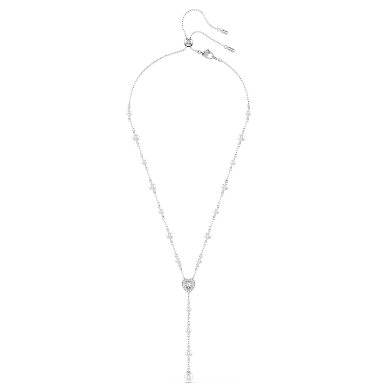 Collier en Y Ariana Grande x Swarovski en Métal Rhodié avec Perles et Cristaux Swarovski - 48cm. Color: blanc | Doucet Latendresse