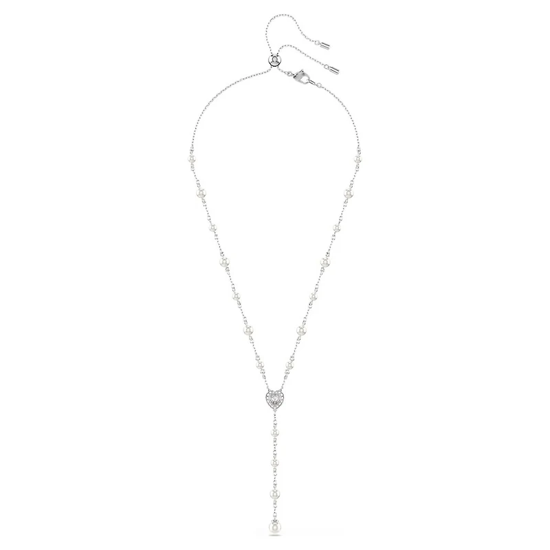 Collier en Y Ariana Grande x Swarovski en Métal Rhodié avec Perles et Cristaux Swarovski - 38 - 48 cm. Color: blanc | Doucet Latendresse