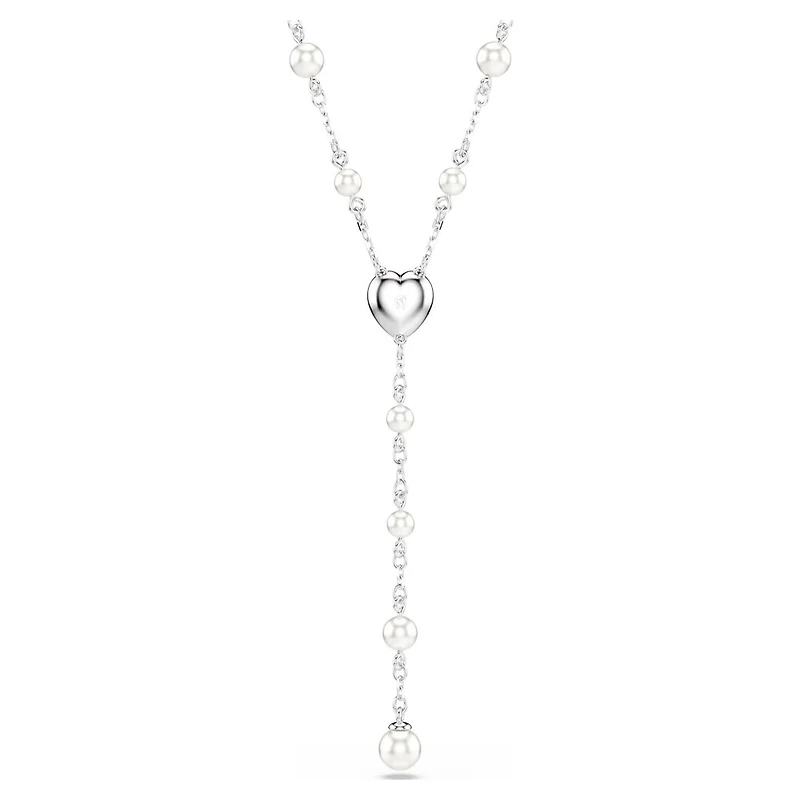 Collier en Y Ariana Grande x Swarovski en Métal Rhodié avec Perles et Cristaux Swarovski - 48cm. Color: blanc | Doucet Latendresse