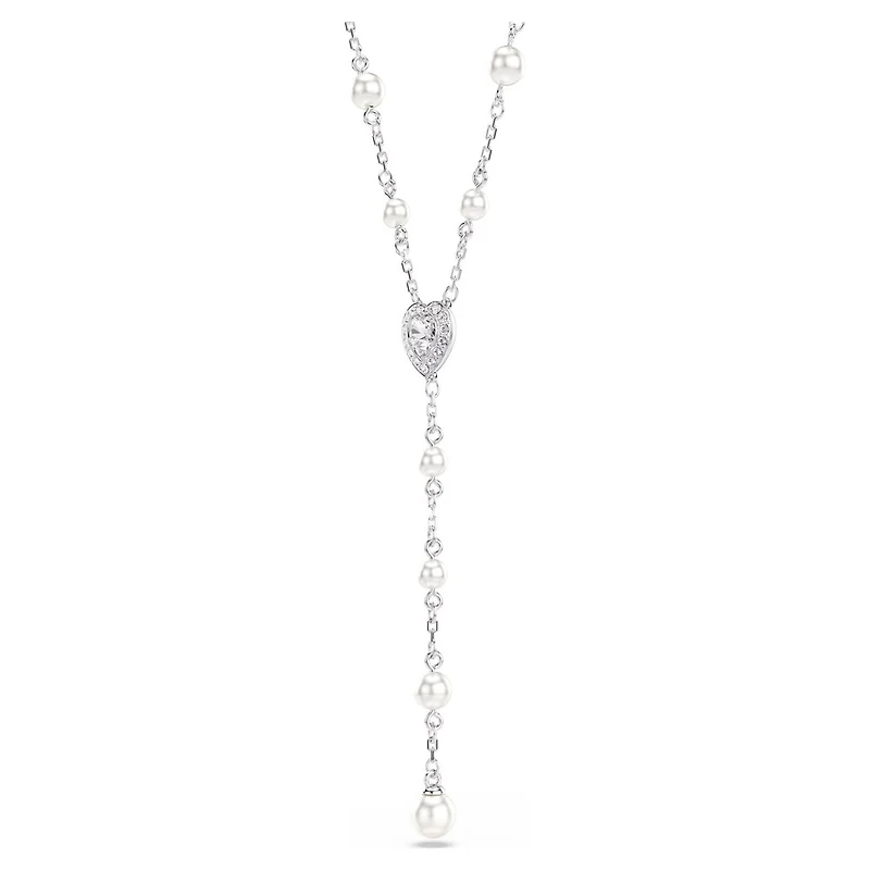 Collier en Y Ariana Grande x Swarovski en Métal Rhodié avec Perles et Cristaux Swarovski - 38 - 48 cm. Color: blanc | Doucet Latendresse