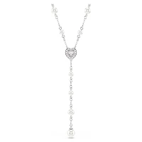 Collier en Y Ariana Grande x Swarovski en Métal Rhodié avec Perles et Cristaux Swarovski - 38 - 48 cm. Color: blanc | Doucet Latendresse