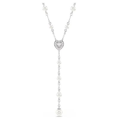 Collier en Y Ariana Grande x Swarovski en Métal Rhodié avec Perles et Cristaux Swarovski - 48cm. Color: blanc | Doucet Latendresse