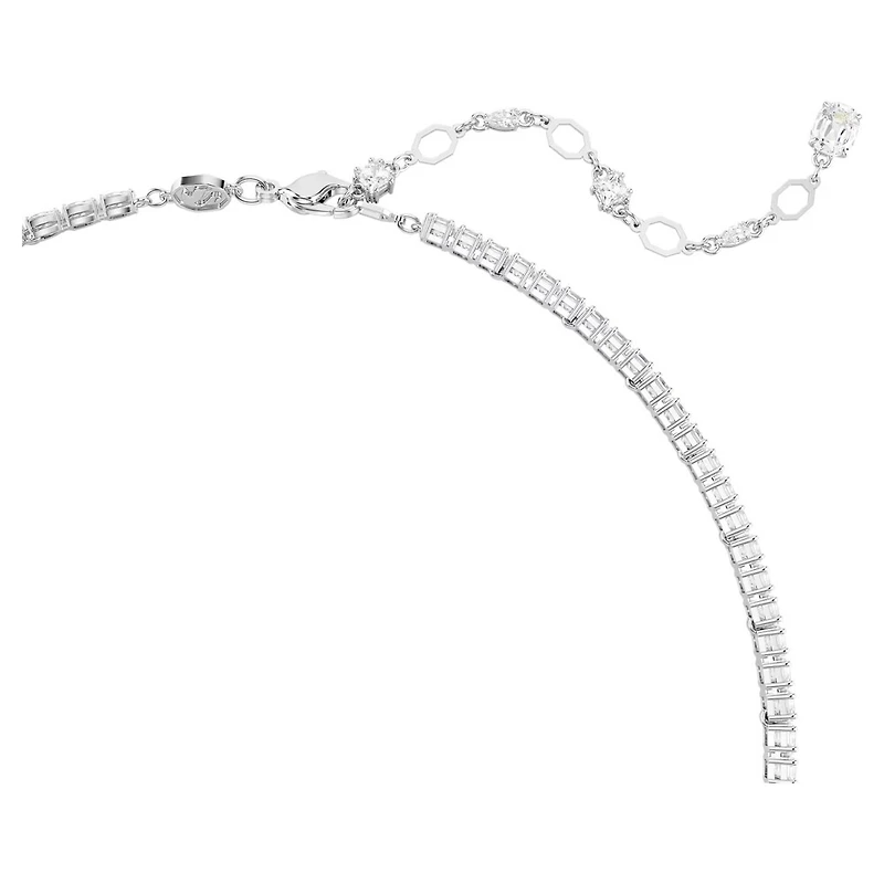 Collier en Y Matrix en Métal Rhodié avec Cristaux Swarovski - 38 - 45 cm. Color: blanc | Doucet Latendresse
