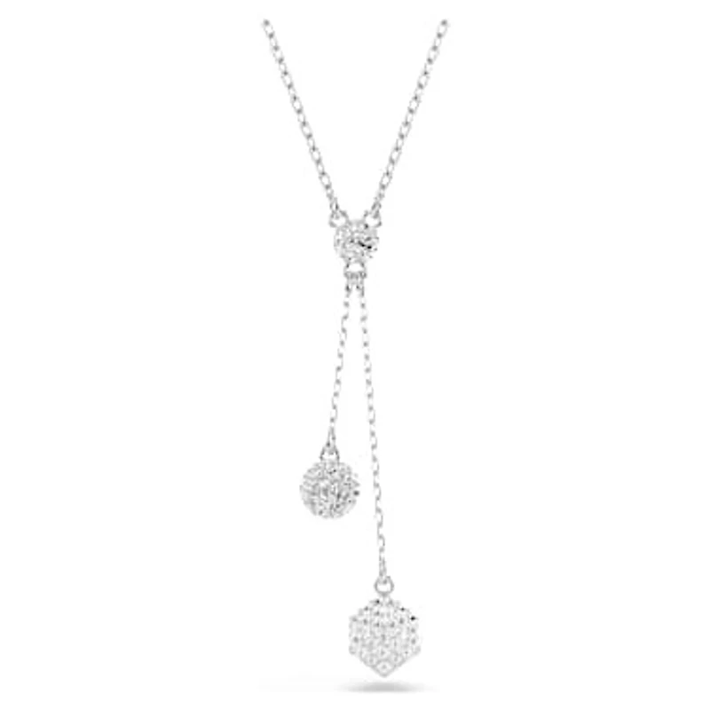 Collier pendentif Swarovski Dextera – motifs sphère & cube, cristal blanc (61 cm). Color: blanc | Doucet Latendresse