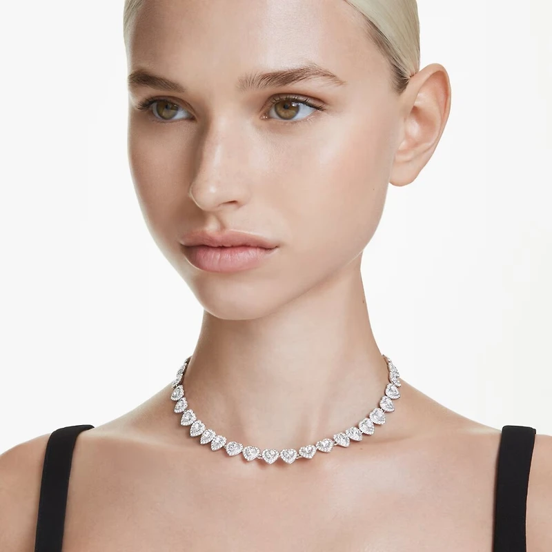 Collier Ariana Grande x Swarovski en Métal Rhodié avec Cristaux Swarovski - 45.6cm. Color: blanc | Doucet Latendresse