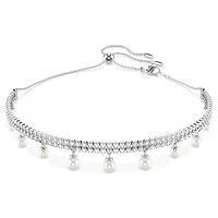 Ras-de-cou Ariana Grande x Swarovski en Métal Rhodié avec Perles et Cristaux Swarovski - 30 - 42 cm. Color: blanc | Doucet Latendresse