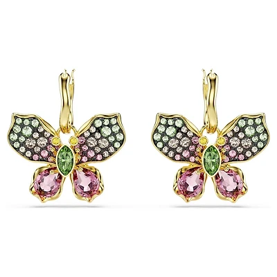 Pendantes d’Oreilles Idyllia en Métal Plaqué Or avec Cristaux Swarovski - 2.4 x 2.1 cm. Color: jaune | Doucet Latendresse