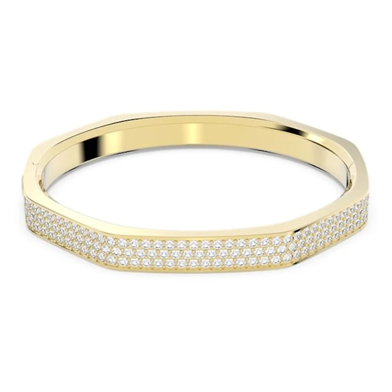 Bracelet Rigide Octogonal Swarovski Dextera Ton Doré avec Cristaux Pavé – 6.5