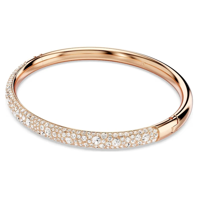 Bracelet-Jonc Dextera en Métal Plaqué Or Rose avec Cristaux Swarovski - 6.5