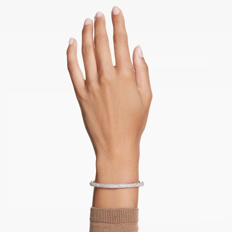 Dextera Bangle in Rose Gold Plated Metal with Swarovski Crystals - 6.5