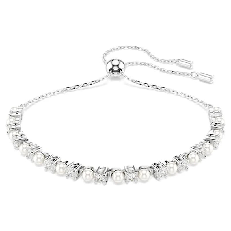 Swarovski Matrix Rhodium-Plated Adjustable Tennis Bracelet with Crystal Pearls & Round-Cut Crystals – 4 ?