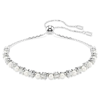 Swarovski Matrix Rhodium-Plated Adjustable Tennis Bracelet with Crystal Pearls & Round-Cut Crystals – 4 ?