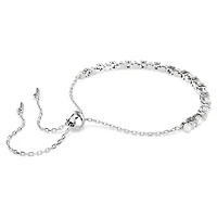 Bracelet Matrix en Métal Rhodié avec Perles et Cristaux Swarovski - 11 - 24 cm. Color: blanc | Doucet Latendresse