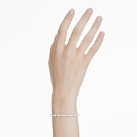 Bracelet Matrix en Métal Rhodié avec Perles et Cristaux Swarovski - 11 - 24 cm. Color: blanc | Doucet Latendresse