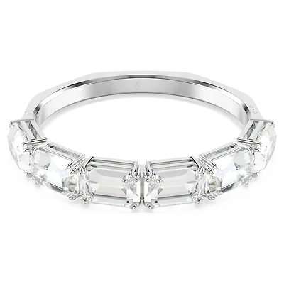 Millenia Bangle in Rhodium-Plated Metal with Swarovski Crystals - 16.1 cm. Color: white | Doucet Latendresse