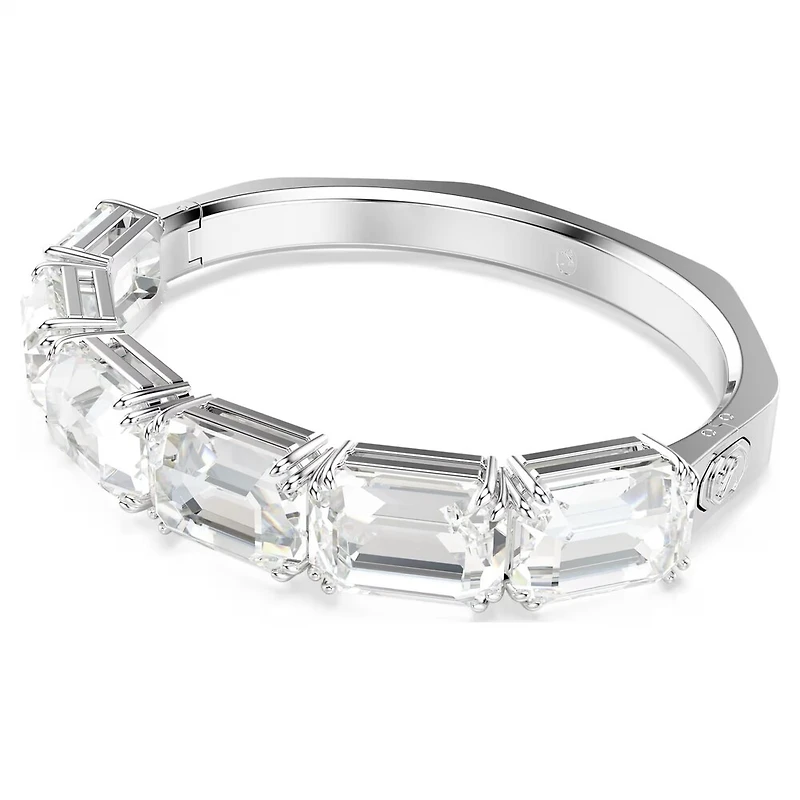 Bracelet-jonc Millenia en Métal Rhodié avec Cristaux Swarovski - 16.1 cm. Color: blanc | Doucet Latendresse