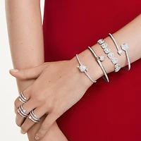 Bracelet Ariana Grande x Swarovski en Métal Rhodié avec Cristaux Swarovski - 16.8 - 21.8 cm. Color: blanc | Doucet Latendresse