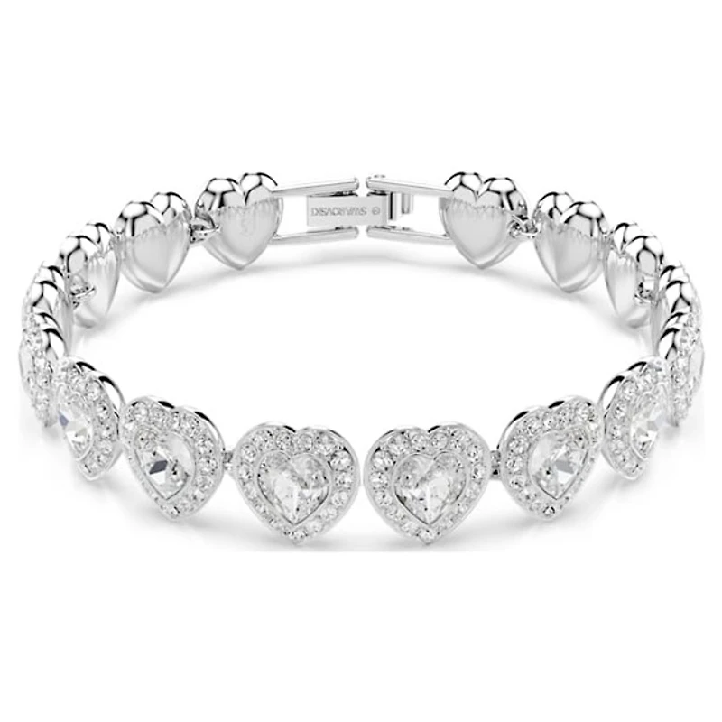 Swarovski Ariana Grande x Swarovski Rhodium-Plated Mixed-Cut Heart Tennis Bracelet – 6 5/8