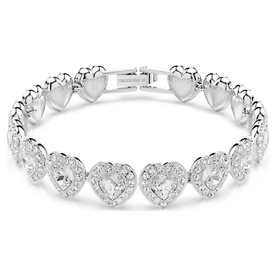 Bracelet Tennis Swarovski Ariana Grande x Swarovski Plaqué Rhodium avec Cristaux Mixed-Cut Coeur – 6 5/8