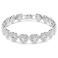 Swarovski Ariana Grande x Swarovski Rhodium-Plated Mixed-Cut Heart Tennis Bracelet – 6 5/8
