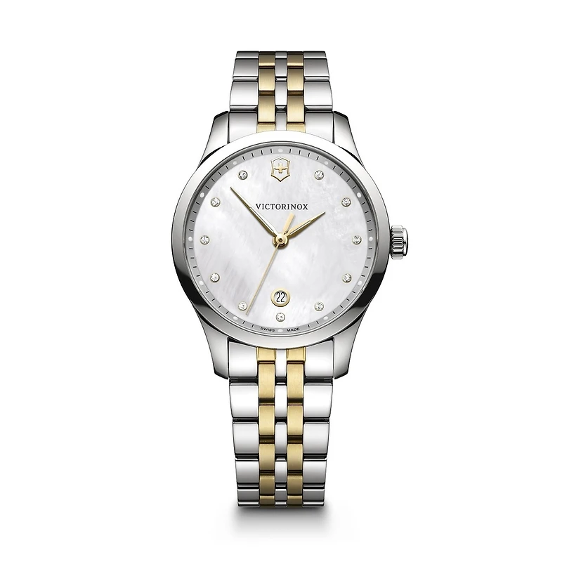 Victorinox Alliance 35mm Two-Tone Stainless Steel Watch – Mother-of-Pearl Dial with Diamond Markers | Doucet Latendresse