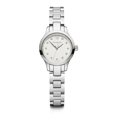 Montre Victorinox Alliance XS 28mm en Acier Inoxydable – Cadran Blanc Scintillant avec Marqueurs en Diamants | Doucet Latendresse