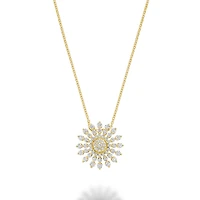 Collier Pendentif Soleil en Or Jaune 14K avec Accents de Diamants - 18